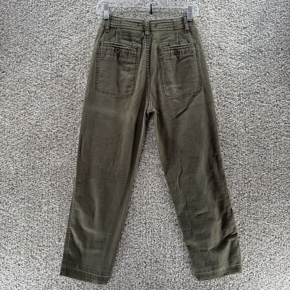 Free People Pants Womens 24 Green Cotton Button Fly Raw Hem Military Pockets - Picture 6 of 11